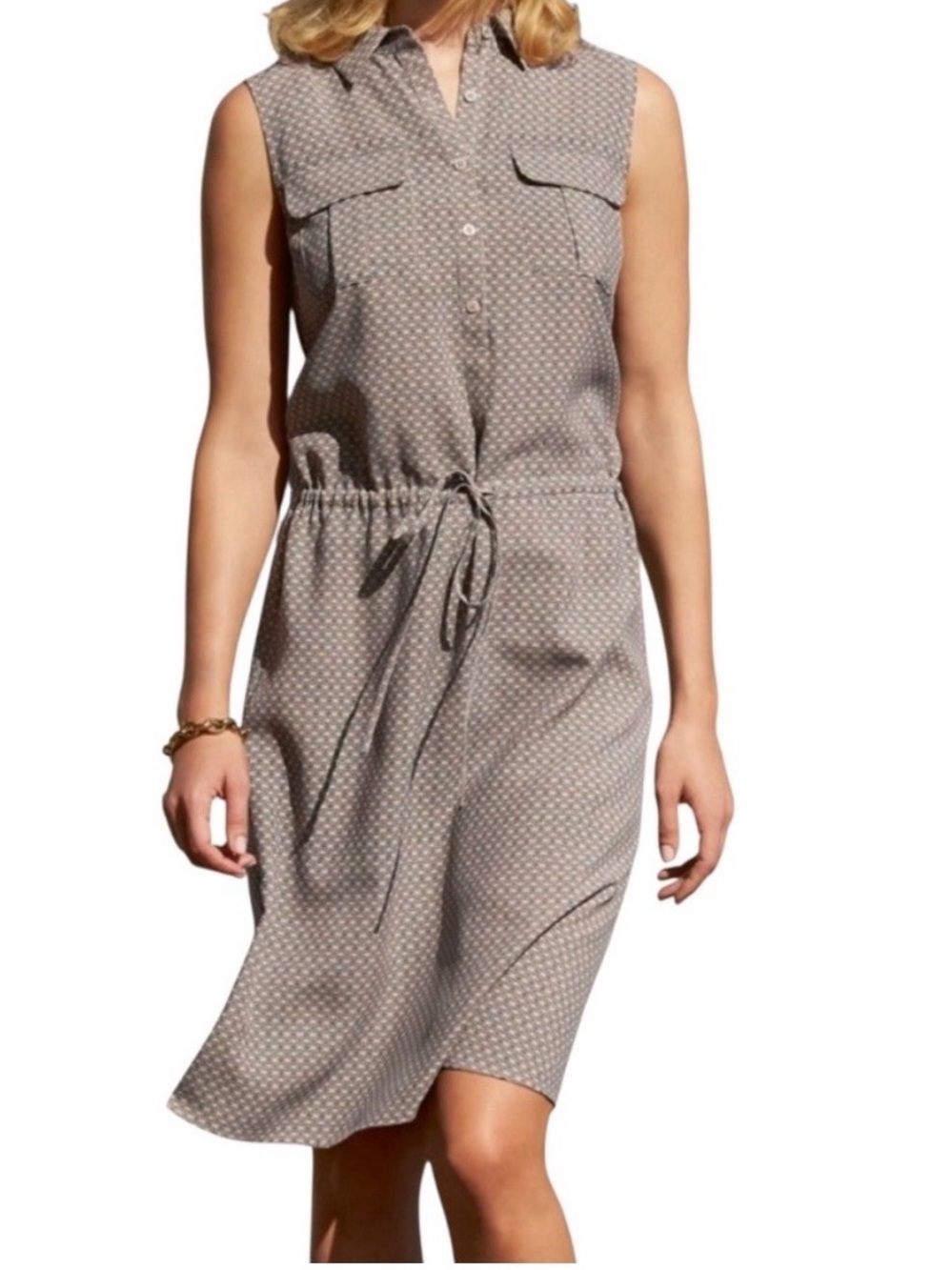 Pure Collection Sleeveless Silk Geometric print shirt dress